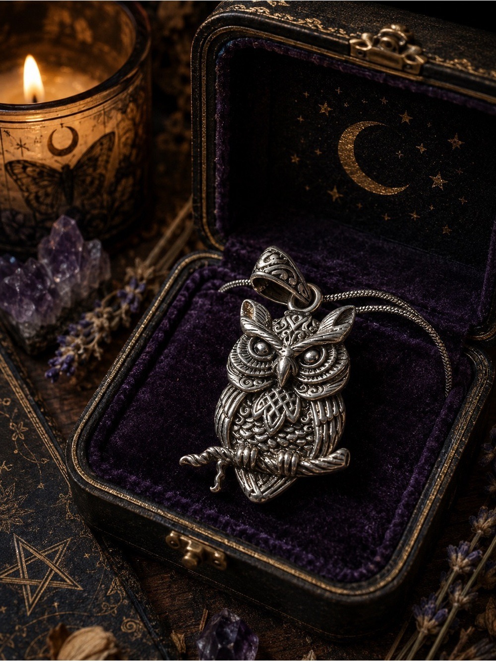 NEW 🦉 925 Sterling Silver Owl Pendant Necklace • Intricate Wisdom Owl • W/ Chain